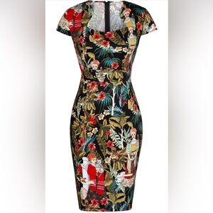 Grace Karin Black Dress with Tropical Print